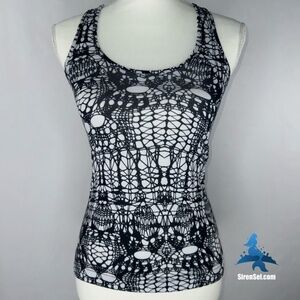 1057 lululemon Cool Racerback - Size 2 - White Black Glacier Lace